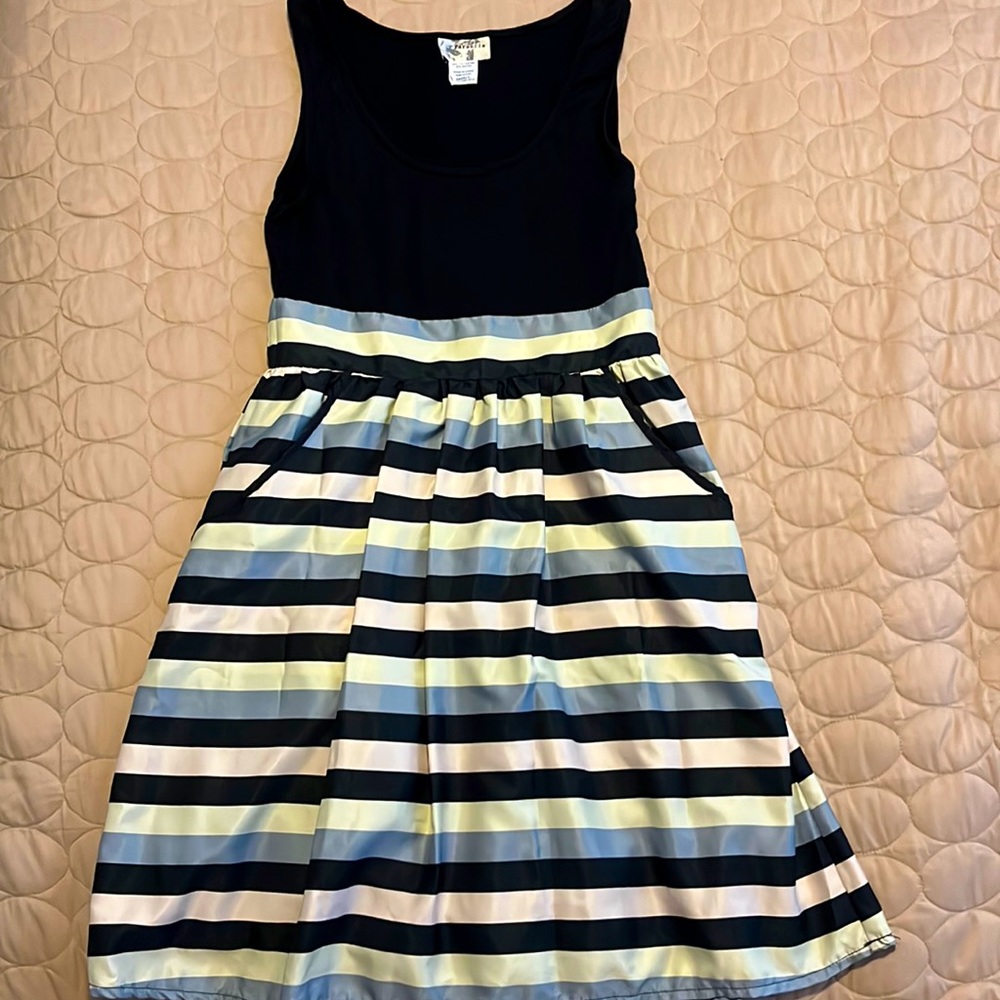 Black striped tank dress